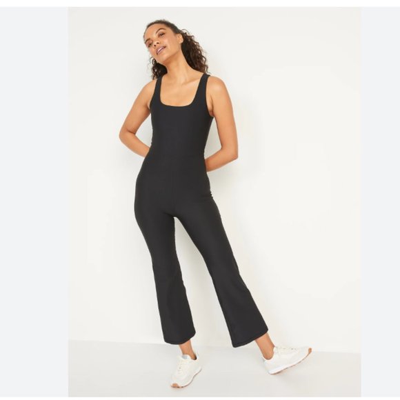 Old Navy Jumpsuit Small PETITE Flare Athletic Onesie Athleisure Active TikTok - Picture 1 of 11